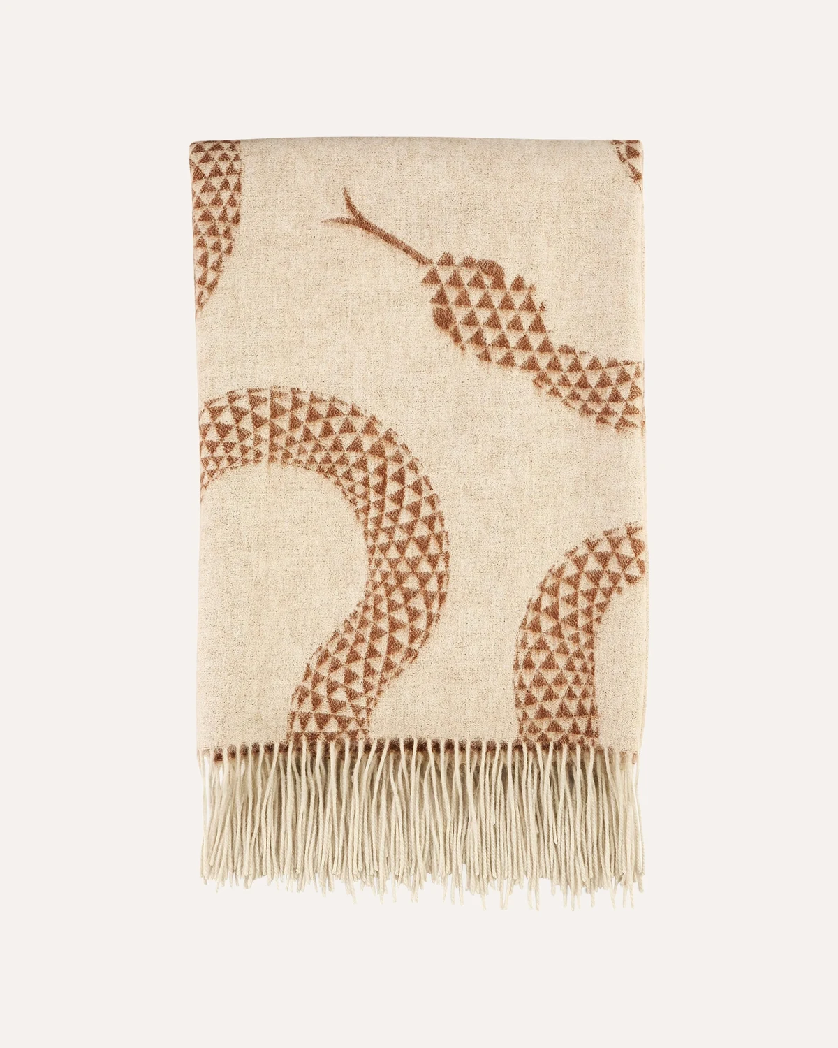 Jonathan Adler Plaid Eden aus Merinowolle mit Schlangenmuster in Creme und Terrakotta